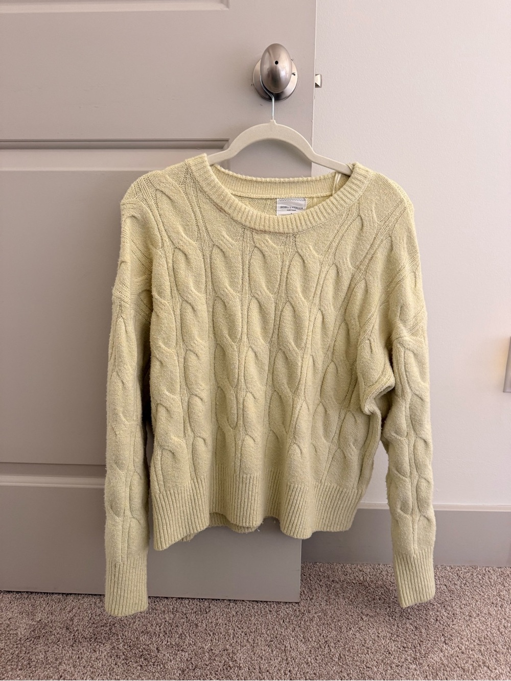 Cable Knit Crewneck Sweater - Butter Yellow